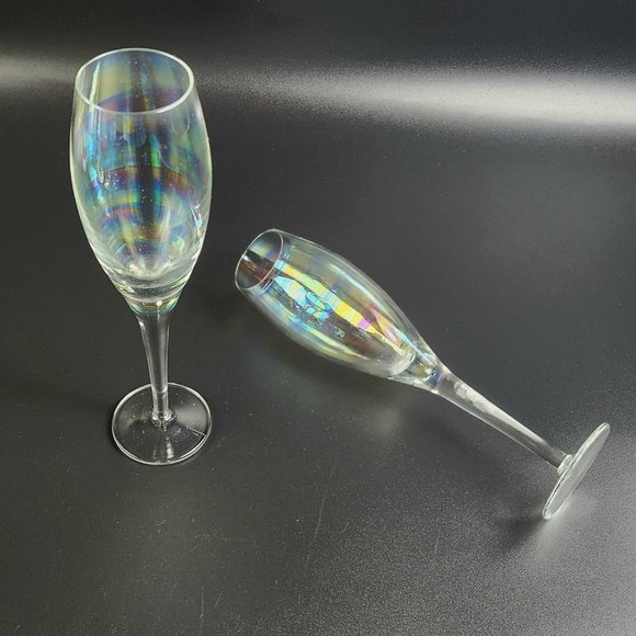 L Vintage Fluted Champagne Iris Lustre (Non Optic) by TOSCANY - Set of 2 - 9 1/4\